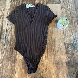 Black Ribbed Lush Bodysuit